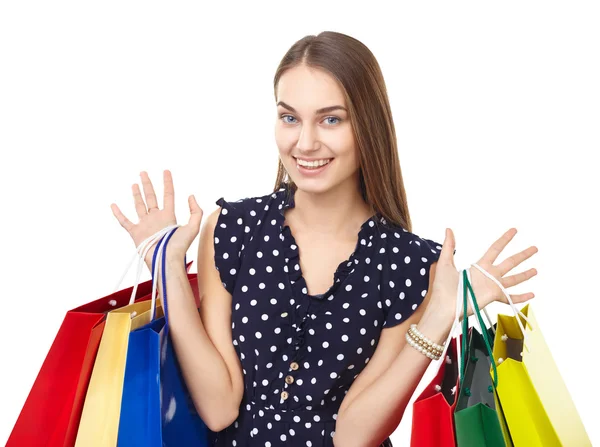 Feliz mulher de compras — Fotografia de Stock