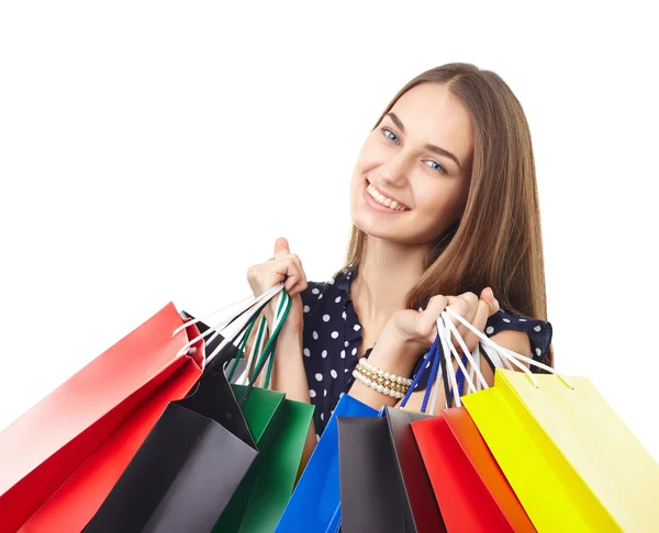 Felice donna dello shopping — Foto Stock