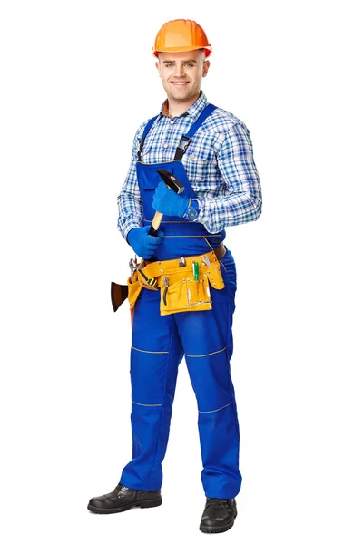 Young male construction worker with hammer — Stock Photo, Image