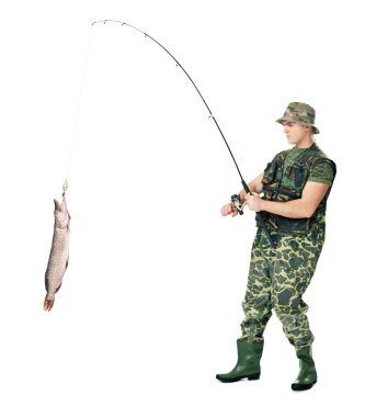 balıkçı bir balık yakalamak