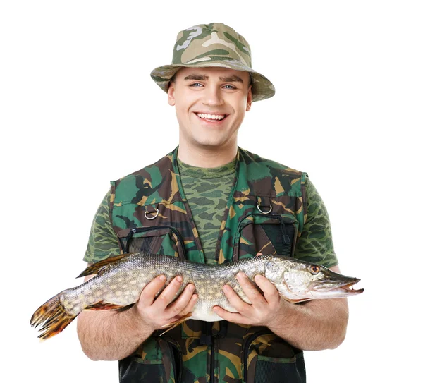 Fischer mit seinem Fang — Stockfoto