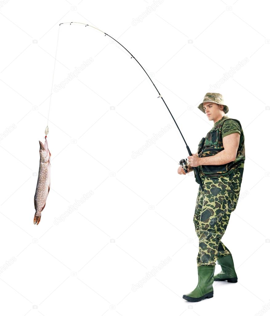 Fisherman catching a fish