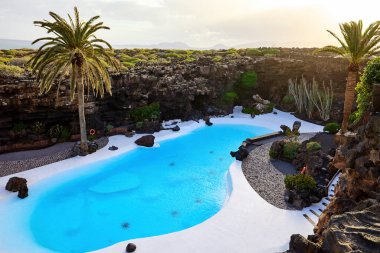 Beautiful oasis surrounded by mountains
