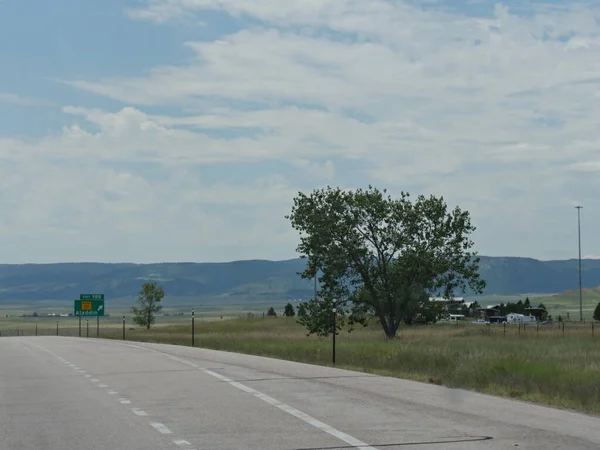 Roadside Scene Approaching Aladdin Hamlet Eastern Crook County Wyoming Estados — Foto de Stock