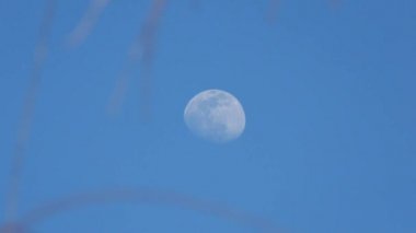 Mavi gökyüzü ile balmumu bir ay 