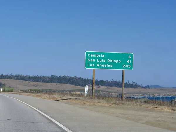 Carretera Distancias Cambria San Luis Obispo Los Ángeles Largo Autopista — Foto de Stock