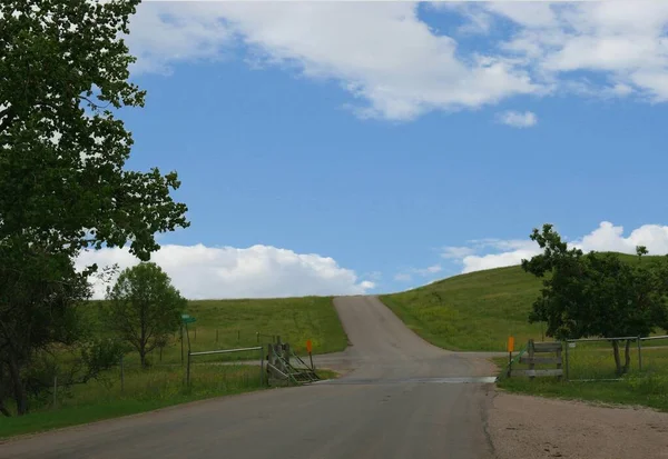 Uphil Road Grassy Slope Custer South Dakota Landscape — Stock fotografie