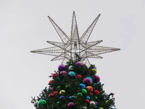 Χριστουγεννιάτικο Δέντρο Κορυφή Προς Πάνω Περικοπή Shot — Φωτογραφία Αρχείου