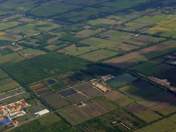 Вид Воздуха Равнины Фермы Приближающиеся Хошимину Вьетнам Малайзии — стоковое фото