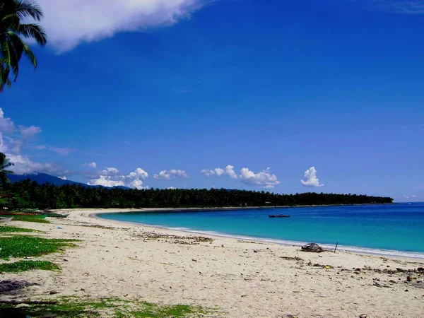 Playas Arena Blanca Aguas Cristalinas Dahican Beach Davao Oriental Filipinas — Foto de Stock