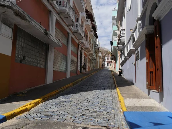 San Juan Puerto Rico Enero 2017 Las Calles Estrechas Adoquinadas — Foto de Stock