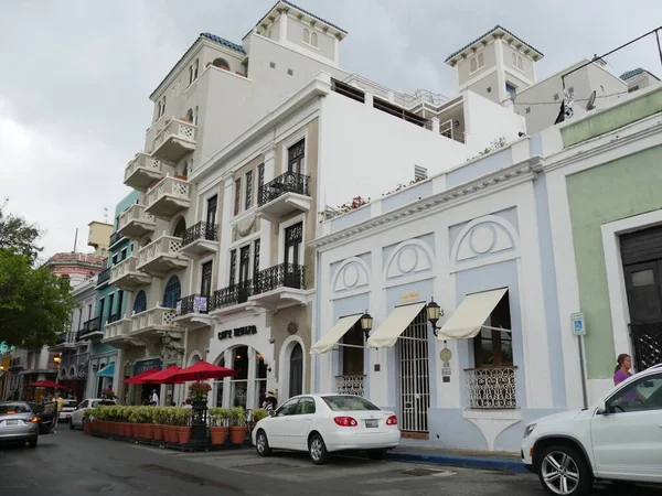 San Juan Puerto Rico Enero 2017 Fachada Tiendas Edificios Pintorescos — Foto de Stock