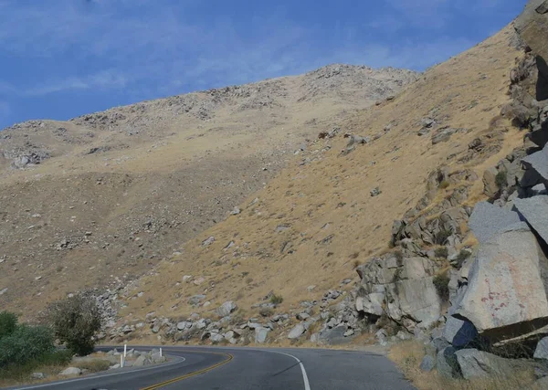 One Sharp Elbow Twists Kern Canyon Road Callifornia Highway Route — Stock Photo, Image