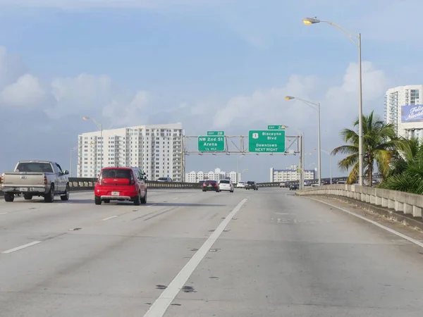 Miami Florida Aralık 2018 Miami Şehir Merkezindeki Biscayne Bulvarı Cadde — Stok fotoğraf