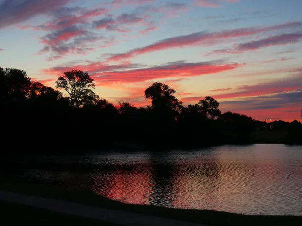 Beau Lever Soleil Reflété Dans Les Eaux Lac — Photo