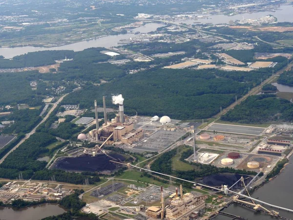 Luchtfoto Boven Baltimore Maryland Met Een Fabriek Zicht — Stockfoto