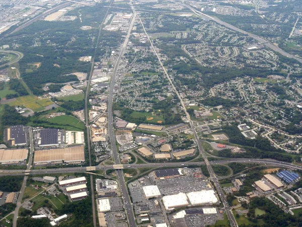 Luftaufnahme Über Baltimore Maryland Mit Blick Auf Interstate Und Highways — Stockfoto
