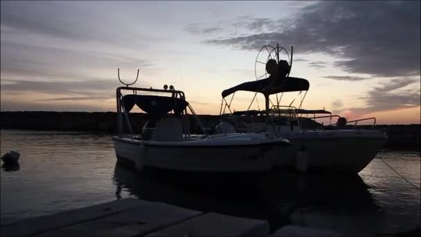 Timelapse de deux bateaux amarrés — Video