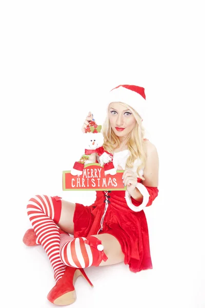 Menina de Natal lindo com decoração de Natal Fotos De Bancos De Imagens