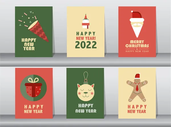 Набор Рождество Новый Год Рукописным Милым Дизайном Декоративными Элементами Животными — стоковый вектор