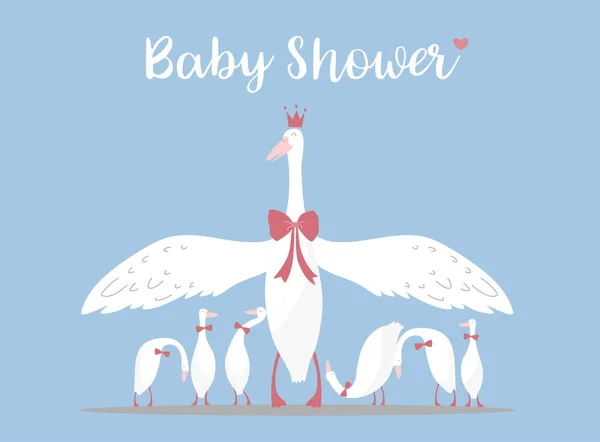 Design Baby Shower Invitations Cards Cute Animal Poster Greeting Template — 스톡 벡터