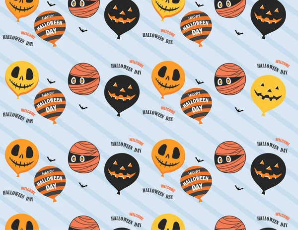 Halloween Different Seamless Patterns Texture Wallpaper Background Cute Vector Illustrations — Stock Vector