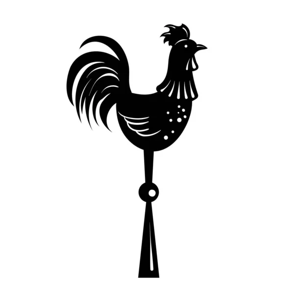 The image of the weather vane on the spire in the form of a rooster — Stock Vector