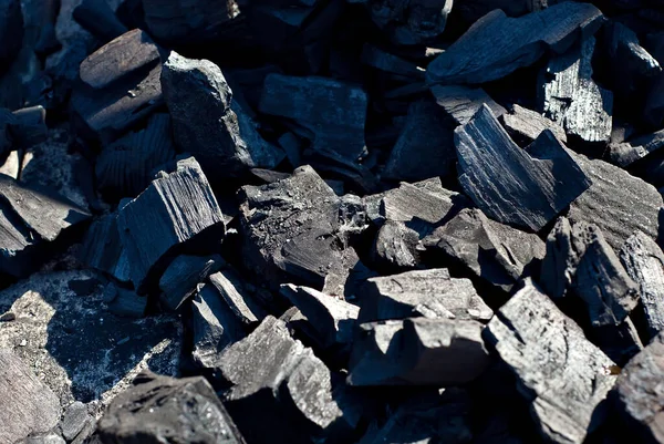 Carbón Leña Quemada Caliente Parrilla Textura Del Carbón Cerca — Foto de Stock