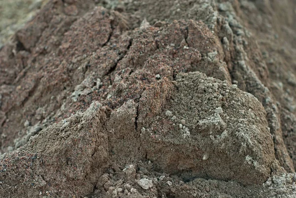 Gele Zandtextuur Van Dichtbij Vuil Zand Met Kleine Stenen — Stockfoto