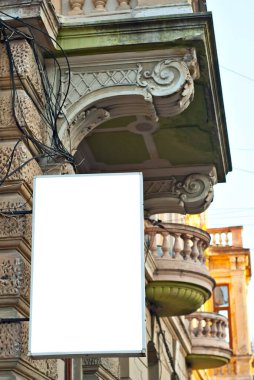 Binada dikdörtgen şeklinde işaret var. Boşluk ve boşluğu metin için kopyala. Tasarım için maket. Reklam için boş şablon.