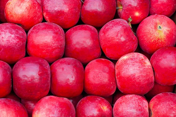 Viele Rote Und Gelbe Äpfel Einer Schachtel Textur Von Runden — Stockfoto