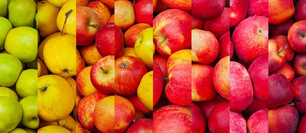 Verkauf Von Obst Auf Dem Markt Und Supermarkt Collage Aus — Stockfoto