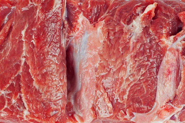 Текстура Красного Мяса Близко Кусок Свинины Подготовка Мясным Блюдам — стоковое фото