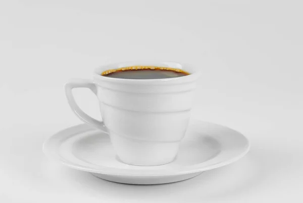 Tazza Caffè Ceramica Vicino Caffè Isolato Fondo Bianco Copia Spazio — Foto Stock