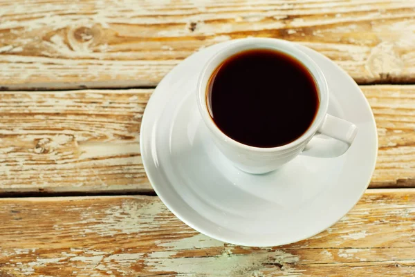 Kaffee Einem Weißen Becher Aus Keramik Kaffee Auf Einem Alten — Stockfoto