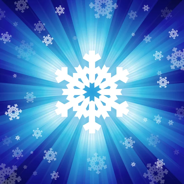 Blue color burst of light with snowflakes