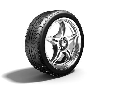 Wheel isolated on white. 3d illustration.