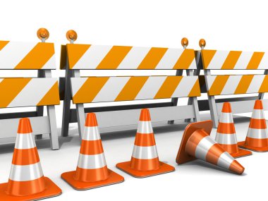 Under construction! with traffic cones clipart