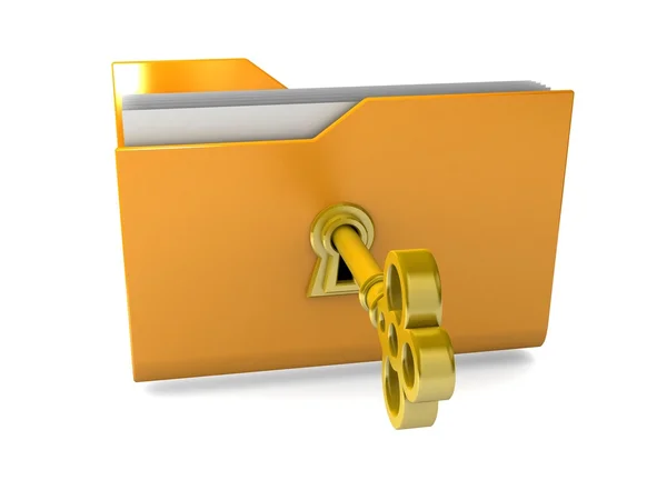 Data security. 3d illustration of folders closed isolated on white. — Stock Photo, Image