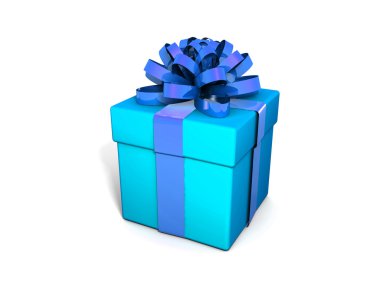 Tek hediye kutusu ile kurdele beyaz zemin üzerine