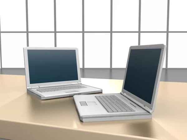 Ofis Masası üstünde laptop — Stok fotoğraf