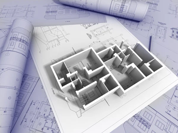 3d 绘图的计划 — 图库照片