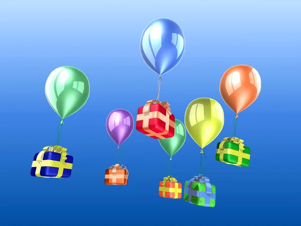 Geschenken en ballonnen — Stockfoto