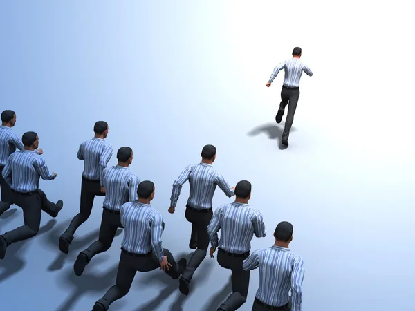 Grupo do homem de negócios corre em fundo branco — Fotografia de Stock