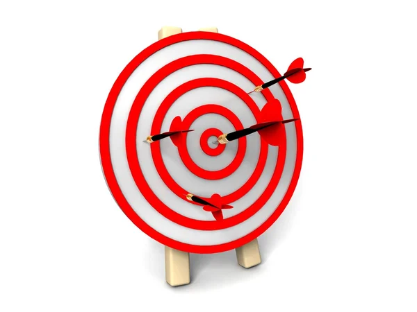 Abstract 3d illustration of arrows in target — Stock Photo, Image