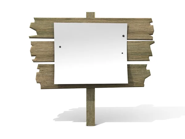 Oude houten billboard. geïsoleerd op wit — Stockfoto