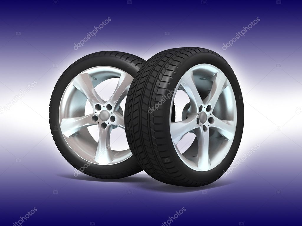 Wheels 3d illustration.