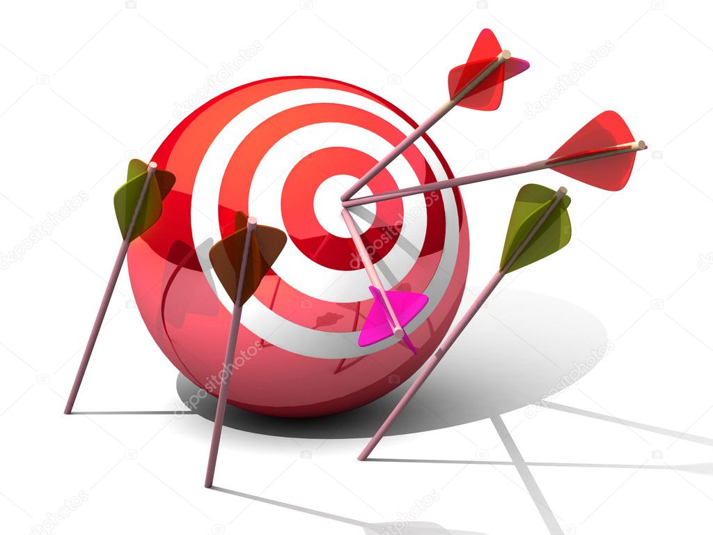 3d target and arrows, isolated on white