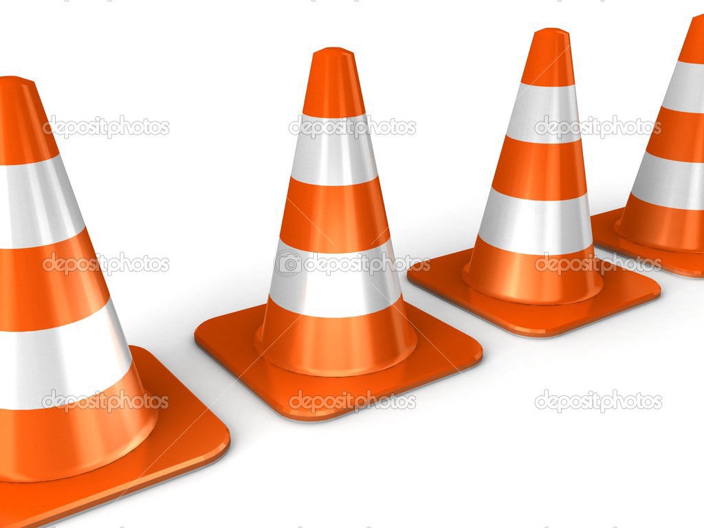 The 3d traffic cones isolated over white.