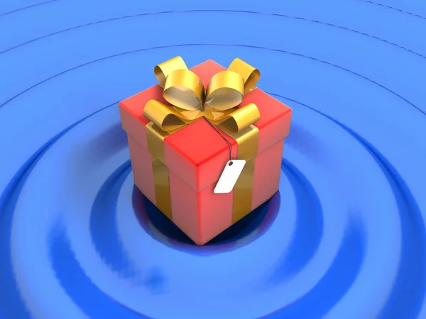 Gift on a blue background — Stock Photo, Image